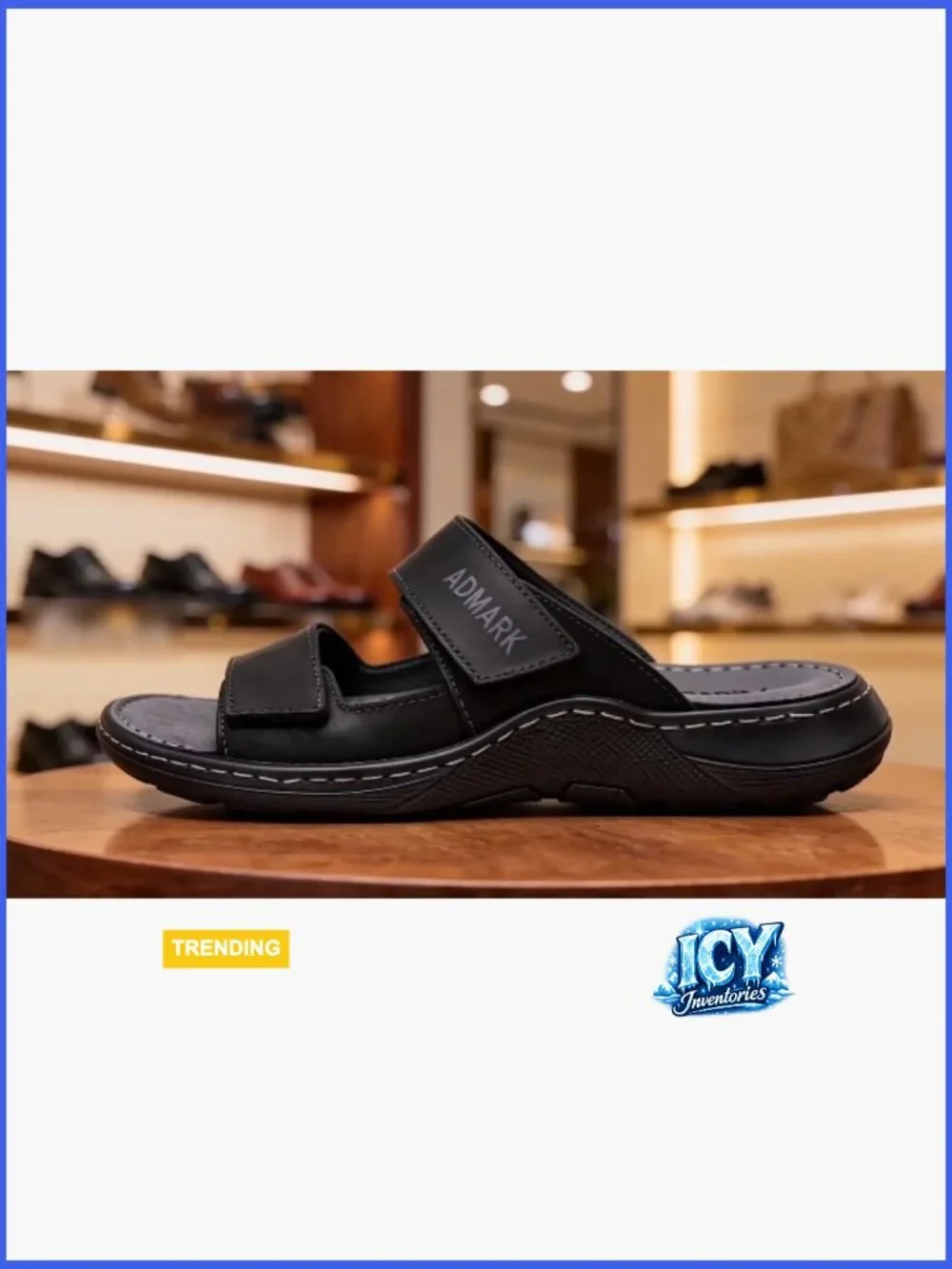 Men's Full-Grain Leather Slide Sandals Adjustable Strap Arch Support Memory